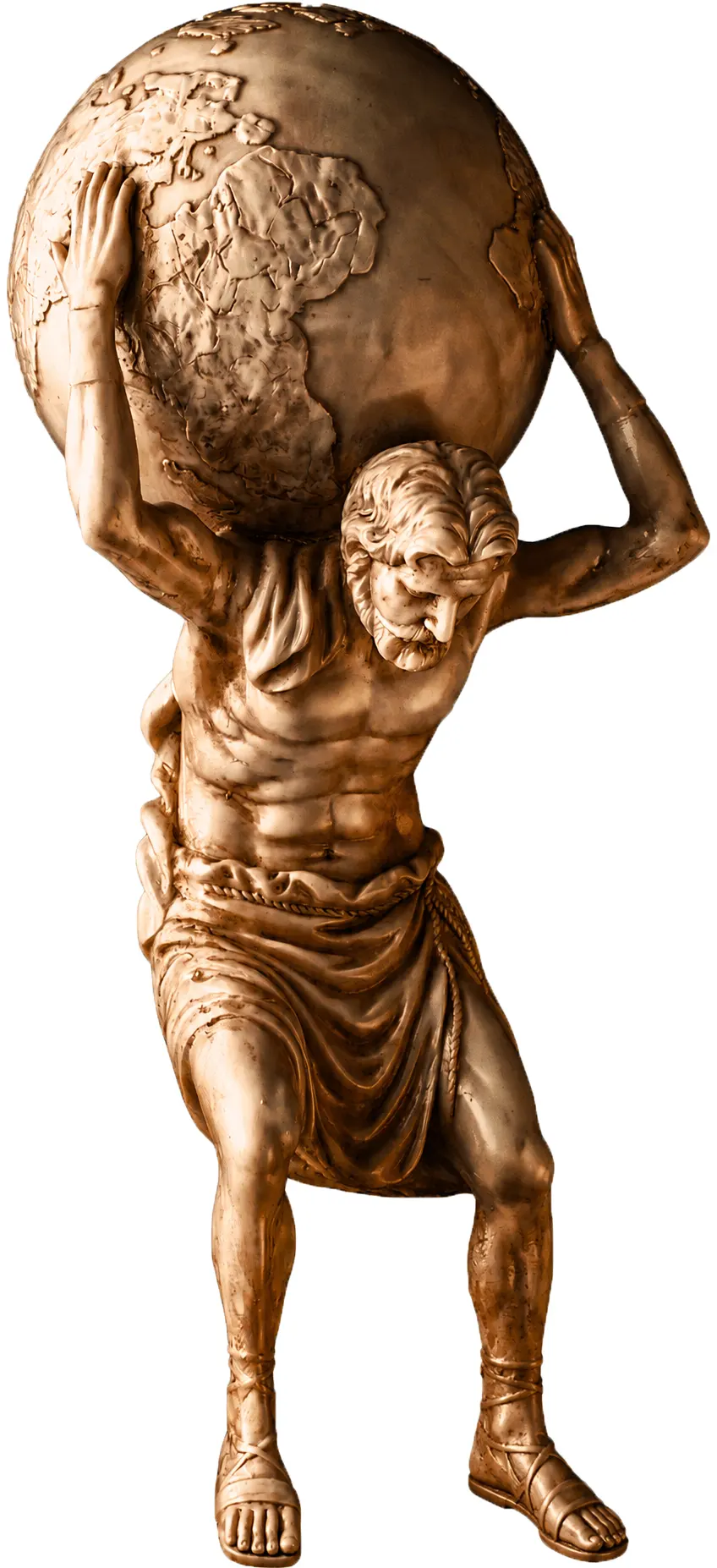 Statue of Atlas Symbolizing Disorders Caused by the Misalignment of the First Cervical Vertebra