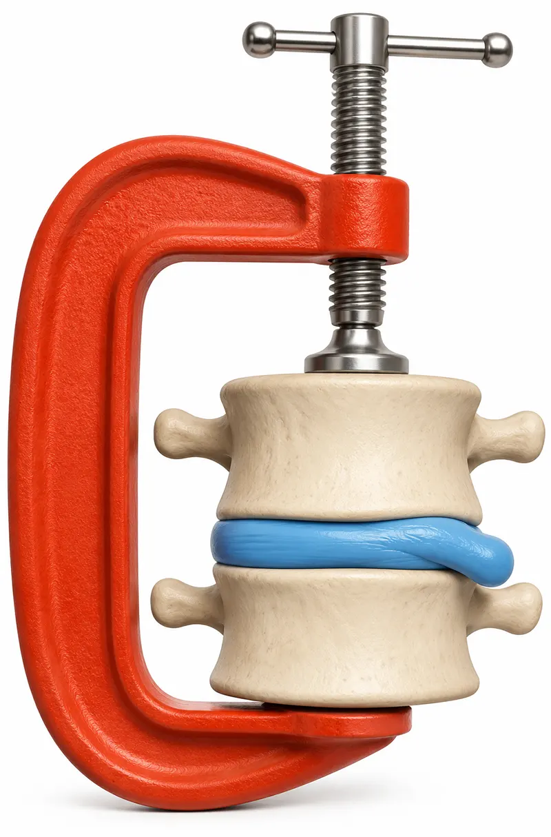 Compression of an intervertebral disc like in a vice