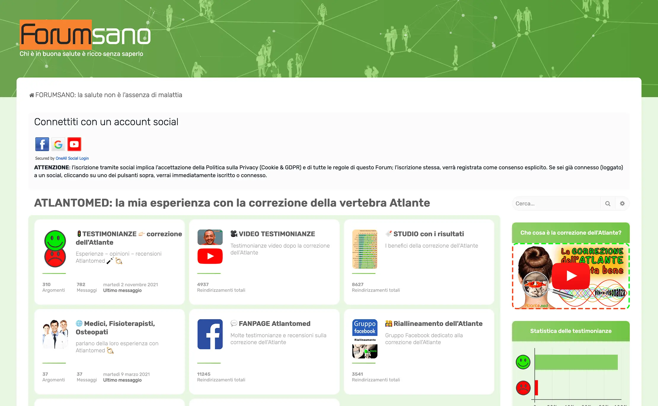 The Italian forum on atlas correction, testimonials and interesting facts about health.