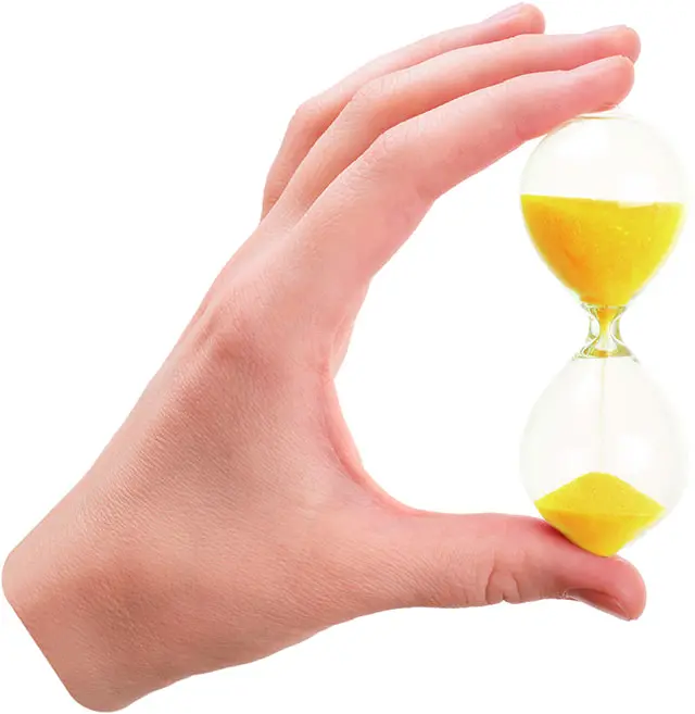 Hand with hourglass
